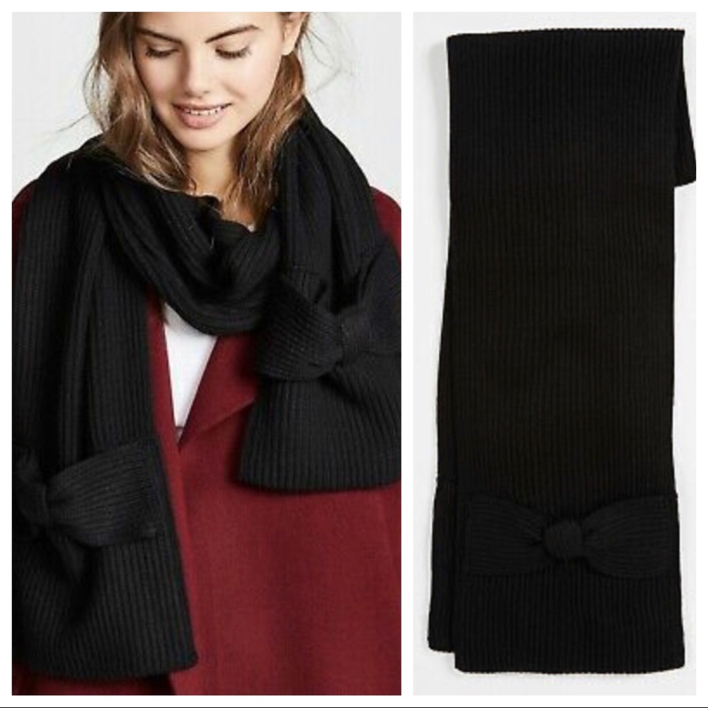 KATE SPADE Bow Pocket Wool Wrap Muffler Scarf